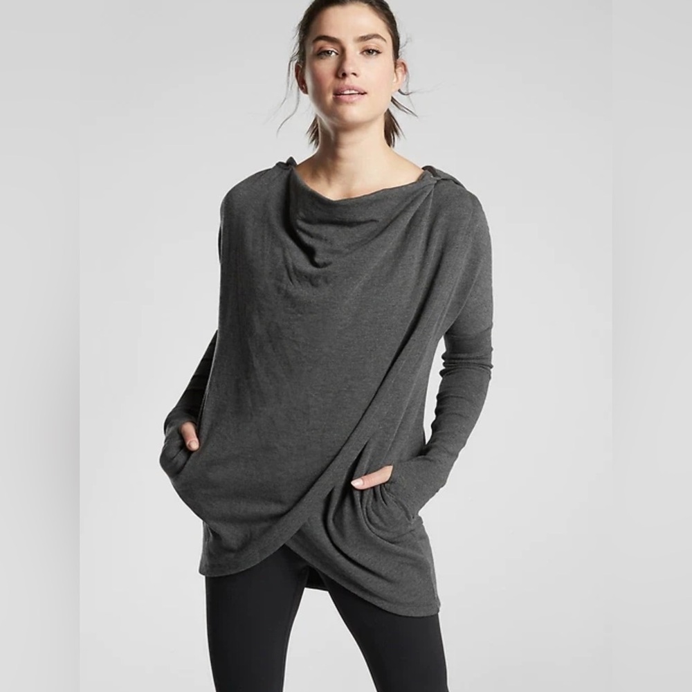 Athleta‎ Women’s Small Charcoal Gray Purana Wrap Hooded Sweatshirt